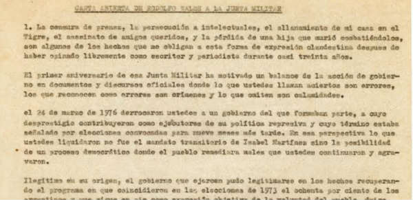 La última carta de Rodolfo Walsh